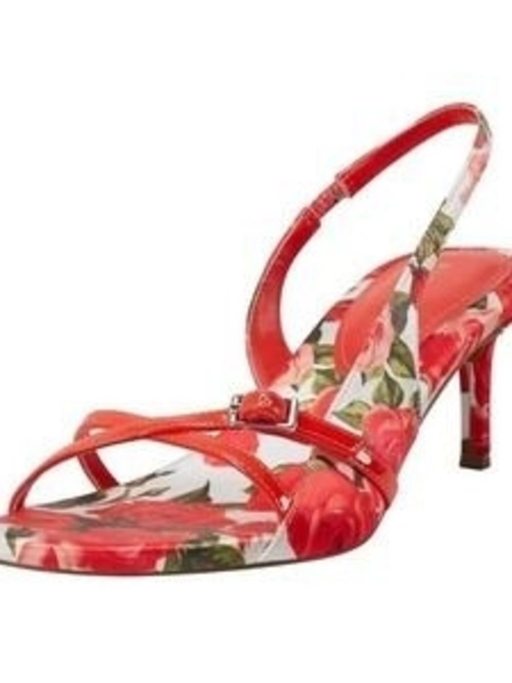 Nwt Marc Fisher Red Rose Floral Feren Slingback Sandals W/heels